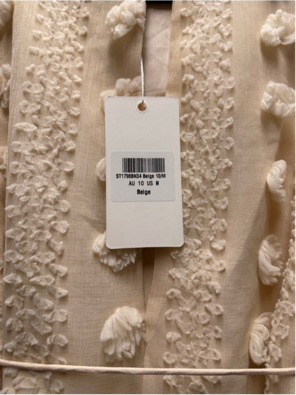 Saints & Secrets Beige Long Sleeve Dress with Pom Poms Size M - Picture 6 of 13